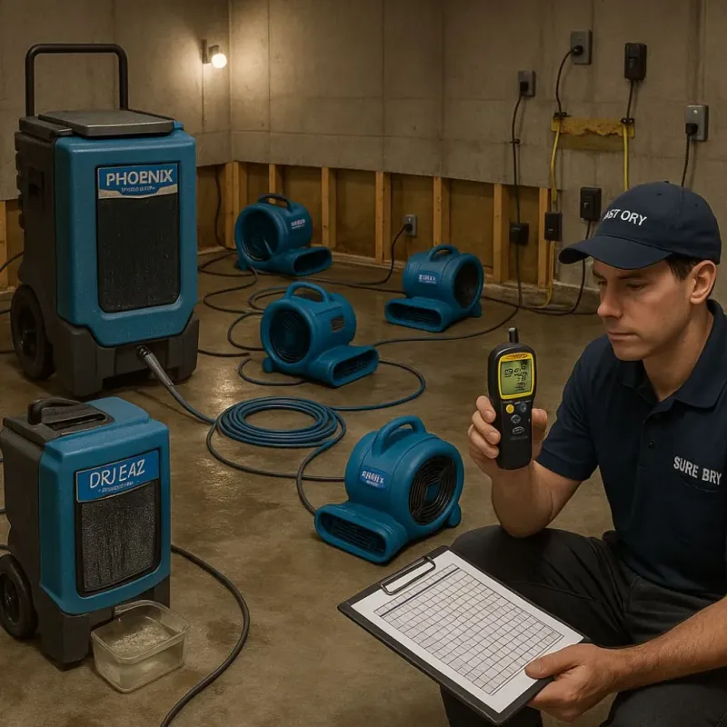 Structural Drying and Dehumidification process in Roseburg, OR